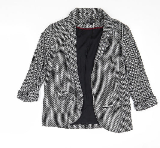 Topshop Womens Black Geometric Jacket Blazer Size 10 - Open