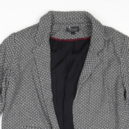 Topshop Womens Black Geometric Jacket Blazer Size 10 - Open