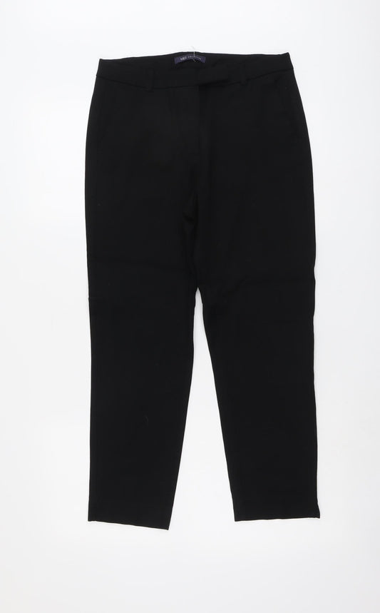 Marks and Spencer Womens Black Viscose Trousers Size 10 L24 in Regular Button