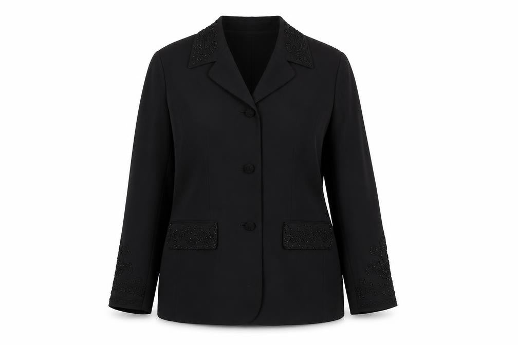 Opera Womens Black Polyester Jacket Blazer Size 12