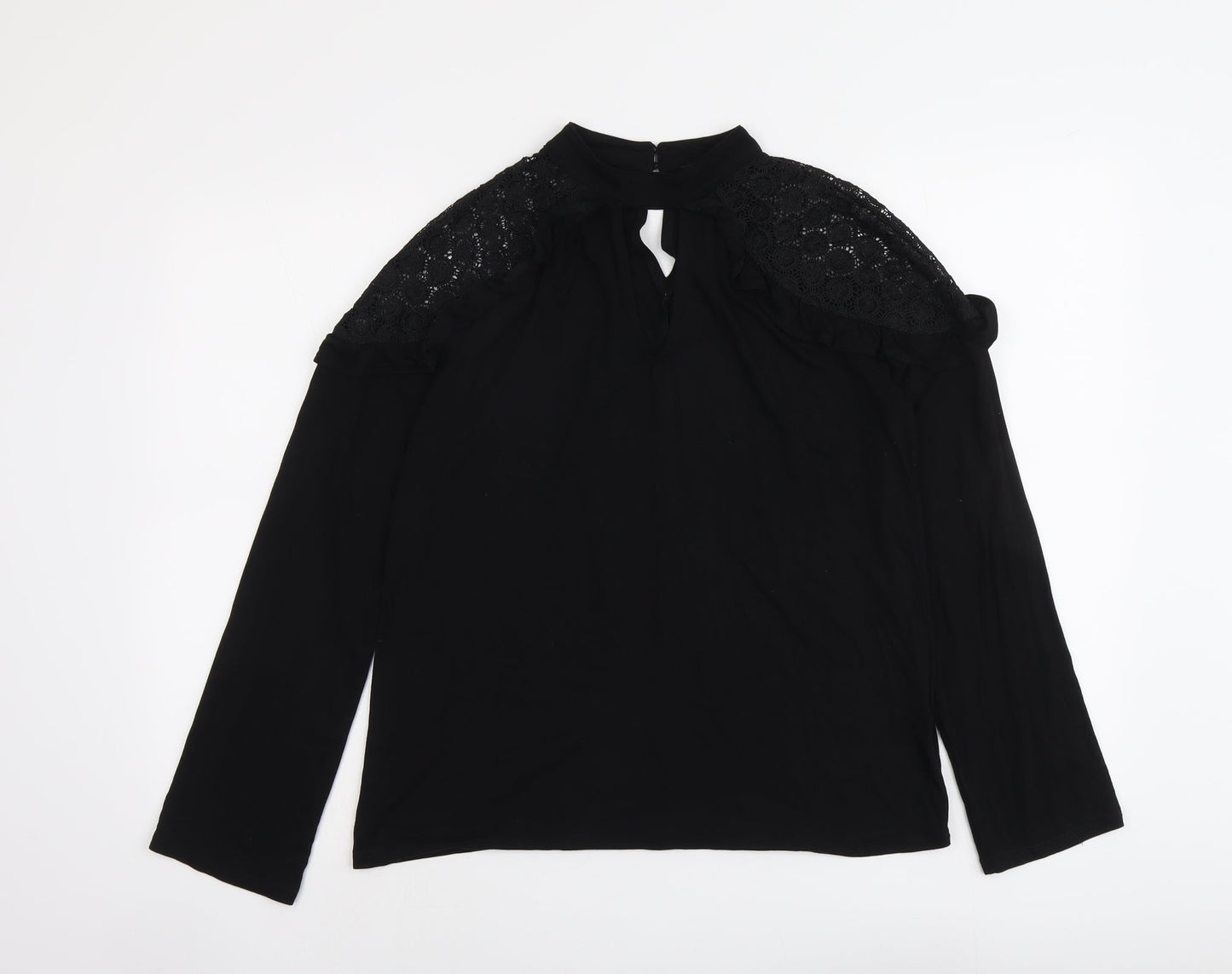 V By Very Womens Black Viscose Basic Blouse Size 10 Round Neck