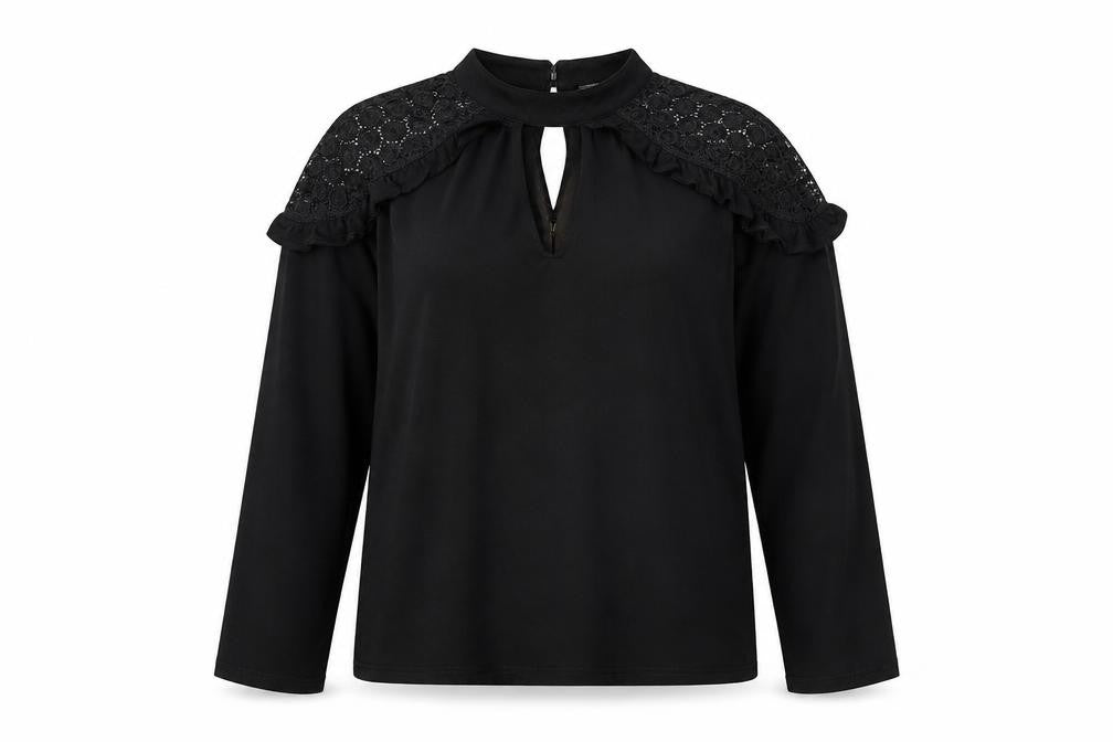 V By Very Womens Black Viscose Basic Blouse Size 10 Round Neck