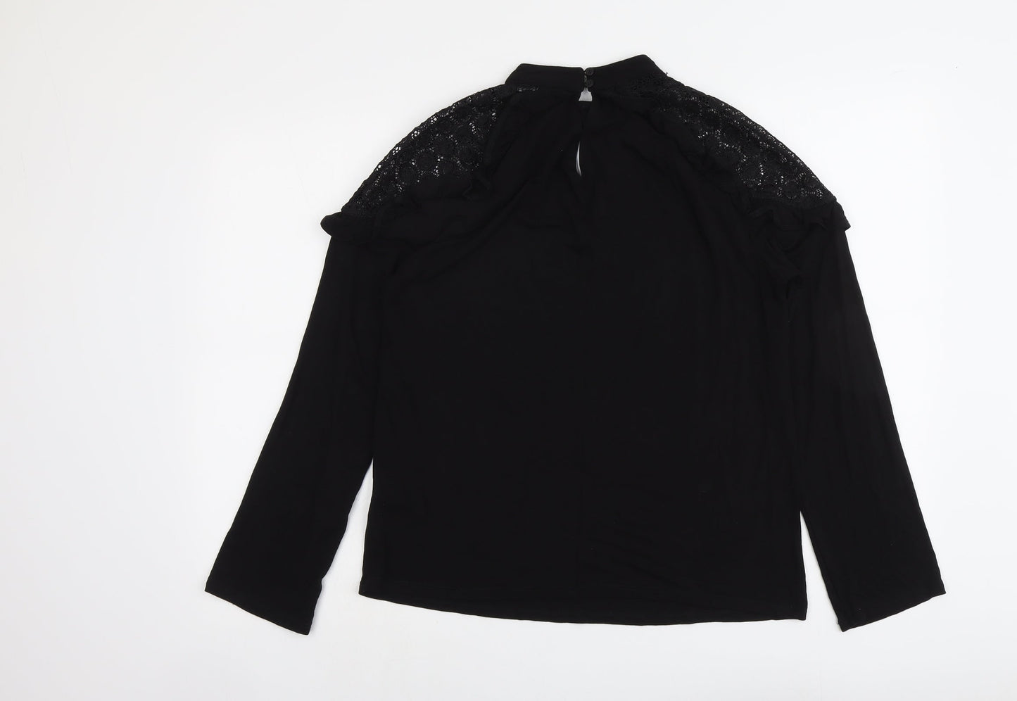 V By Very Womens Black Viscose Basic Blouse Size 10 Round Neck