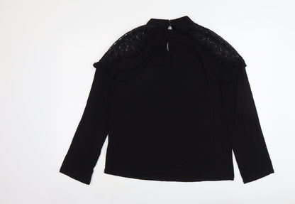 V By Very Womens Black Viscose Basic Blouse Size 10 Round Neck