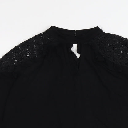 V By Very Womens Black Viscose Basic Blouse Size 10 Round Neck