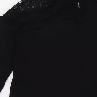 V By Very Womens Black Viscose Basic Blouse Size 10 Round Neck