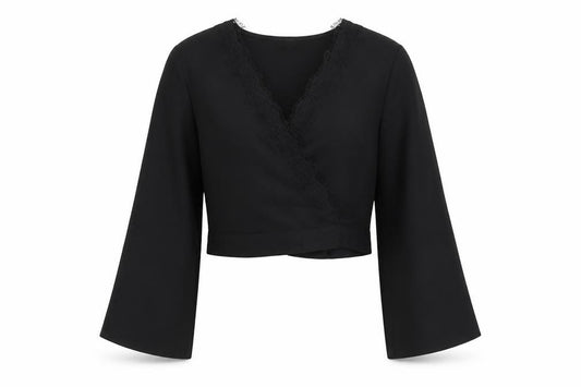 Miss Selfridge Womens Black Polyester Basic Blouse Size 10 V-Neck