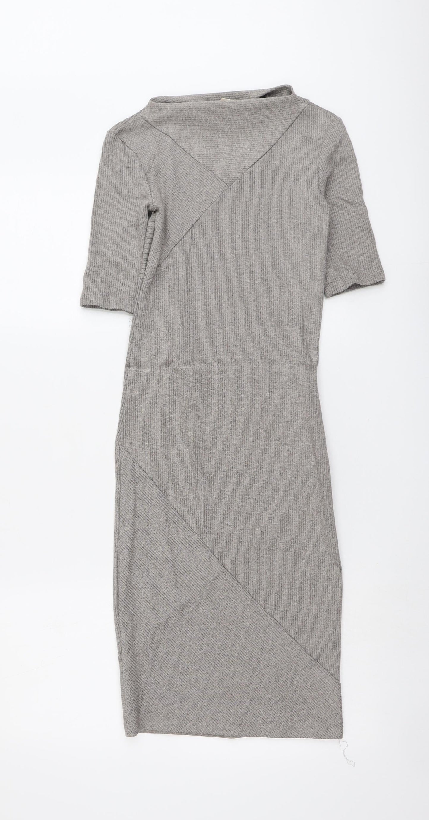 H&M Womens Grey Viscose A-Line Size 6 Boat Neck Pullover