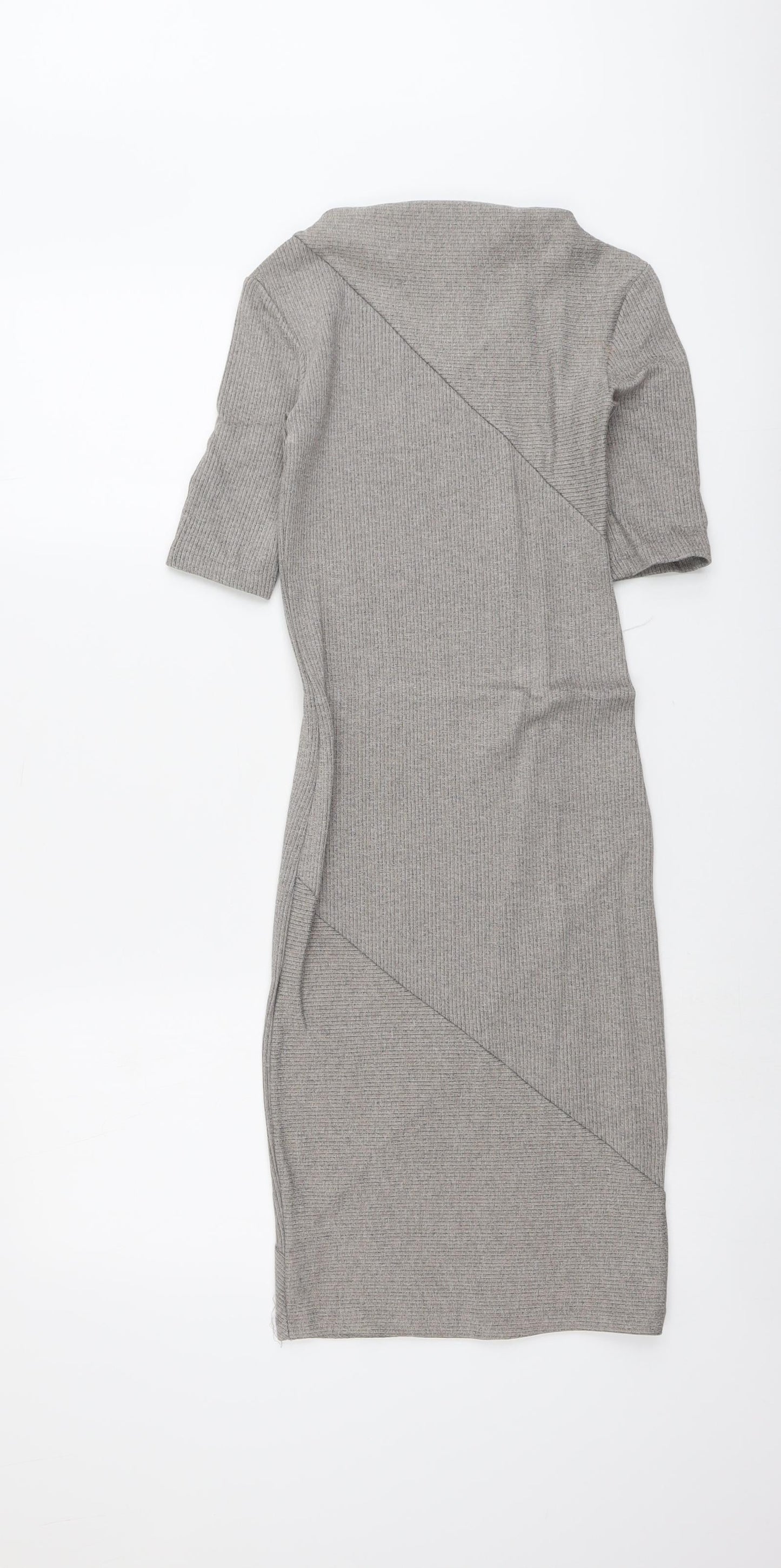 H&M Womens Grey Viscose A-Line Size 6 Boat Neck Pullover