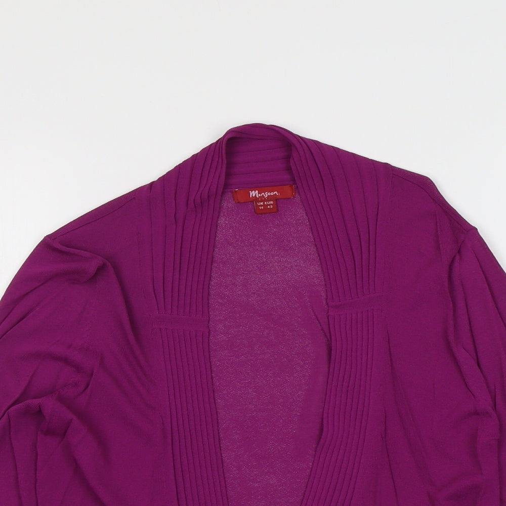 Monsoon Womens Purple V-Neck Viscose Pullover Jumper Size 14