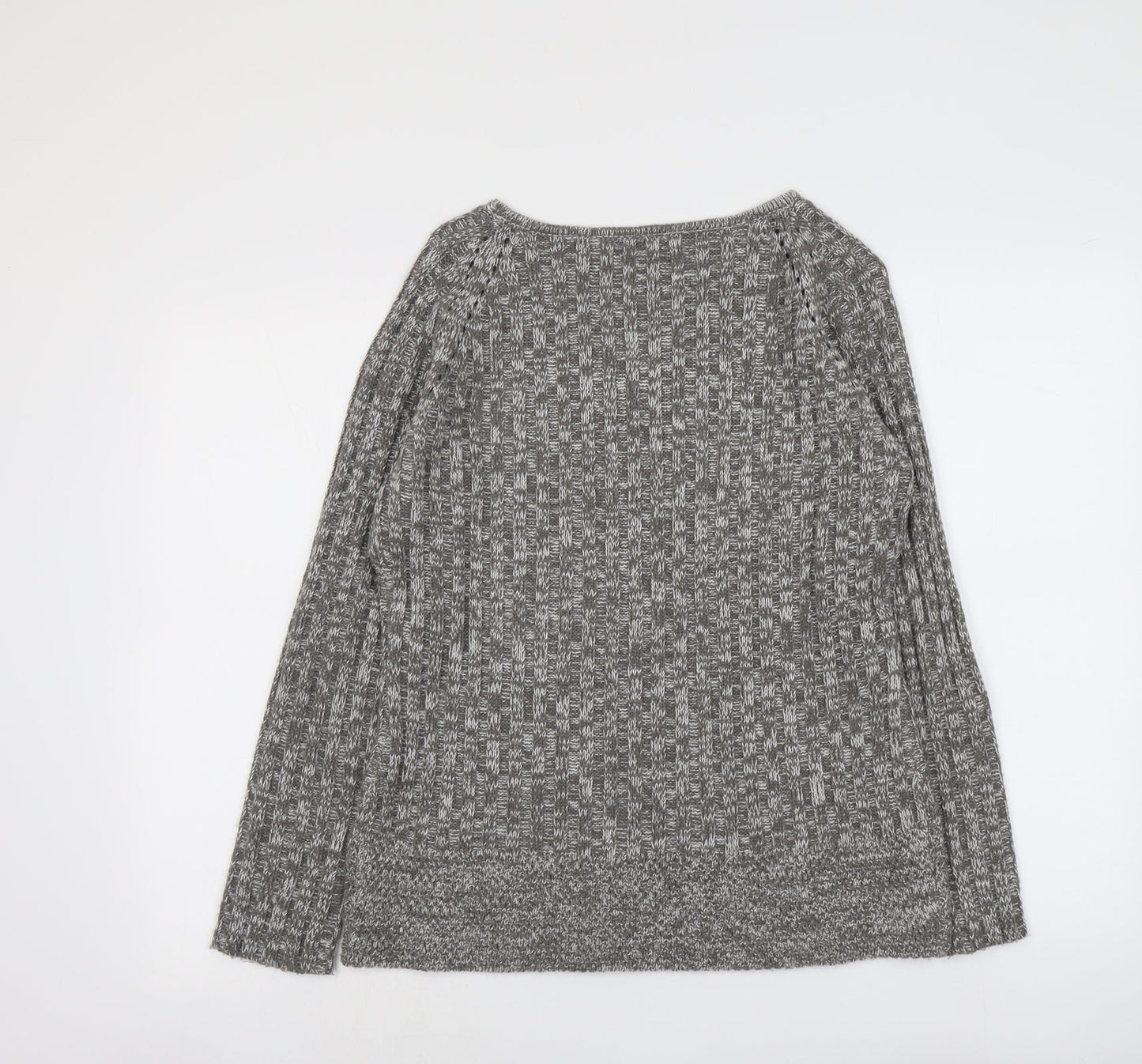 Ellie Louise Womens Grey V-Neck Acrylic Pullover Jumper Size L