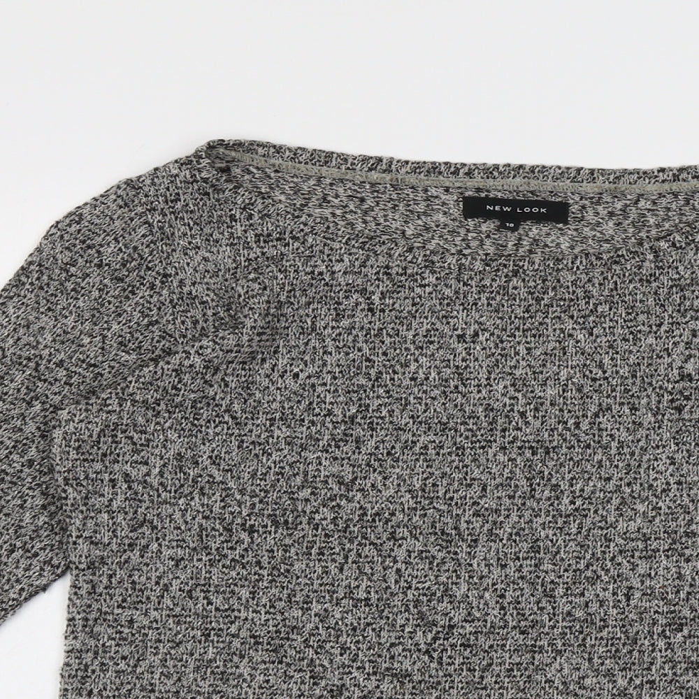 New Look Womens Grey Boat Neck Polyester Pullover Jumper Size 10