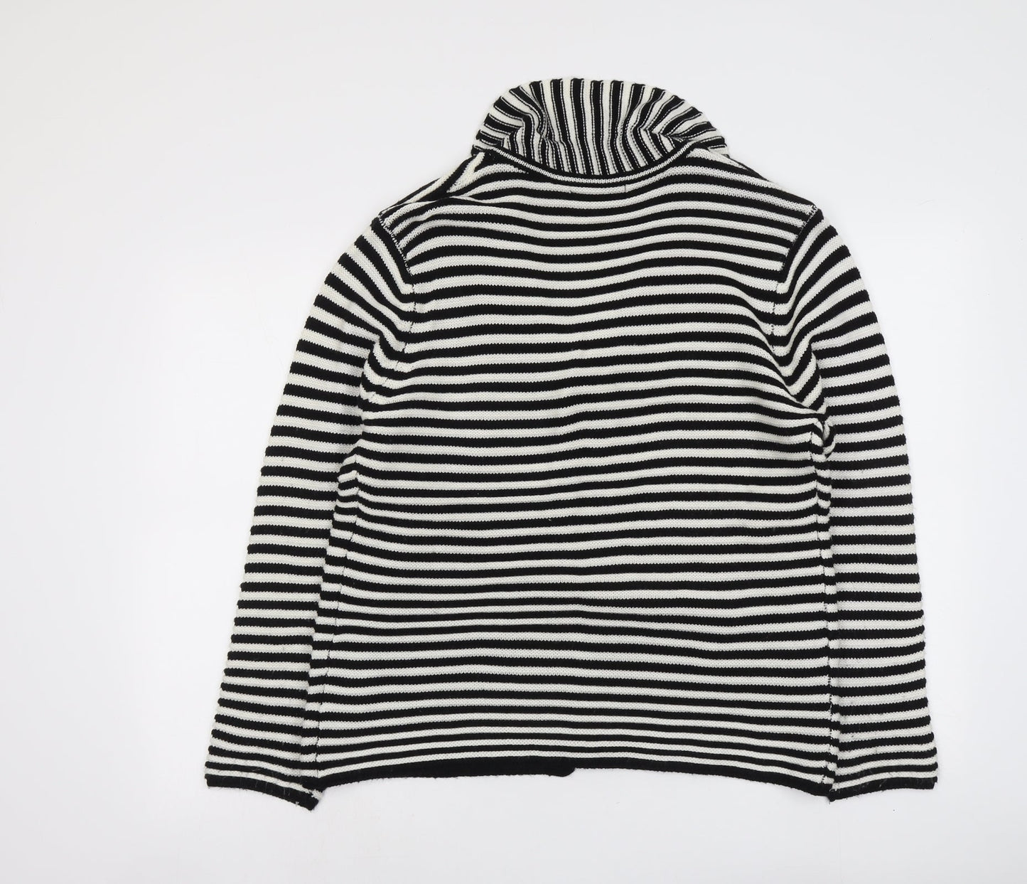 Just Elegance Womens Black Collared Striped Acrylic Cardigan Jumper Size L - Size L/XL