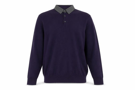 Matalan Mens Purple Collared Cotton Pullover Jumper Size M Long Sleeve