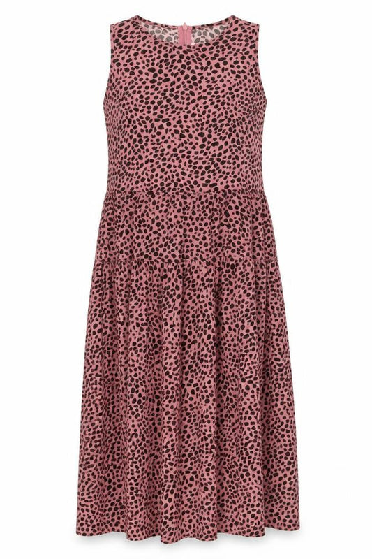 Womens Pink Animal Print Polyester Trapeze & Swing Size S Round Neck Zip - Leopard Pattern