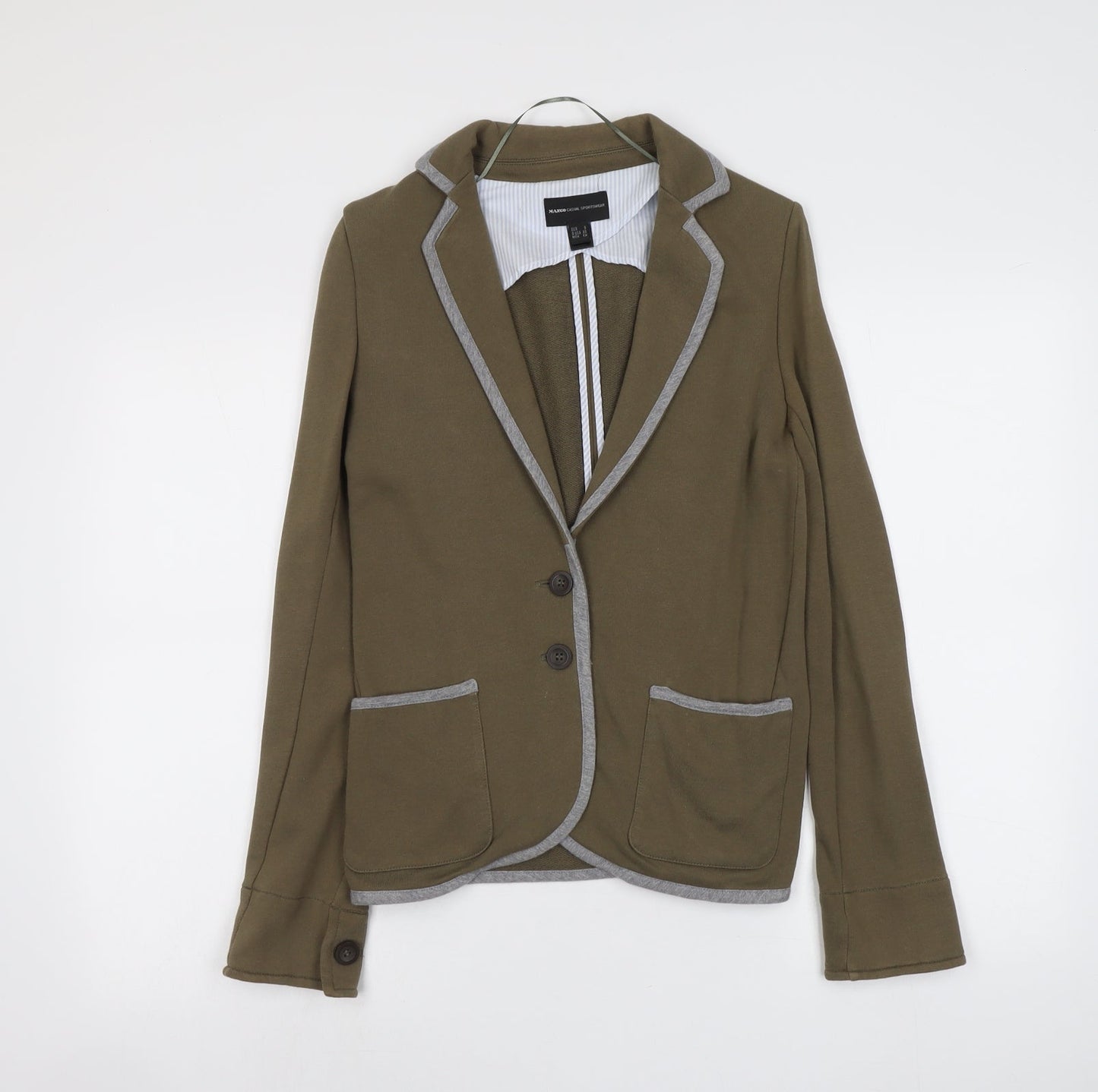 Mango Womens Green Cotton Jacket Blazer Size S