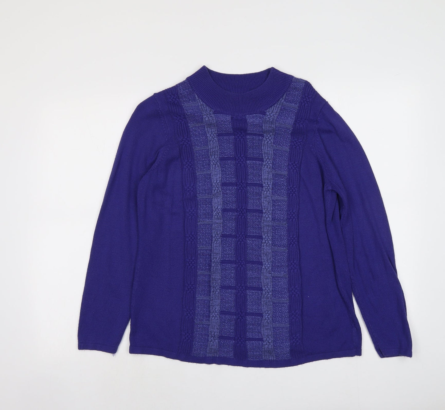 Bonmarché Womens Blue Round Neck Acrylic Pullover Jumper Size M
