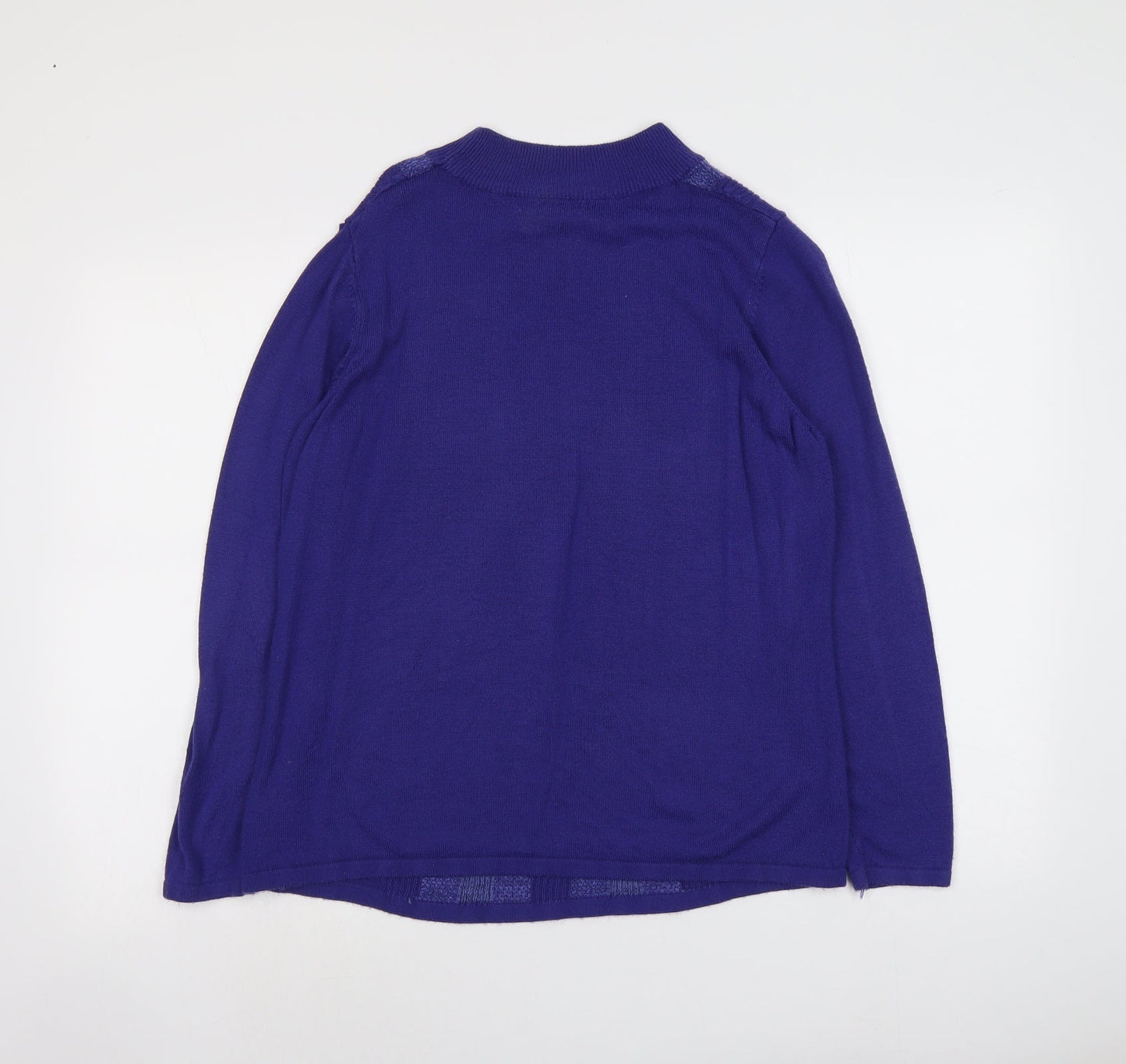 Bonmarché Womens Blue Round Neck Acrylic Pullover Jumper Size M