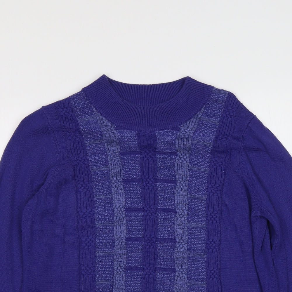 Bonmarché Womens Blue Round Neck Acrylic Pullover Jumper Size M