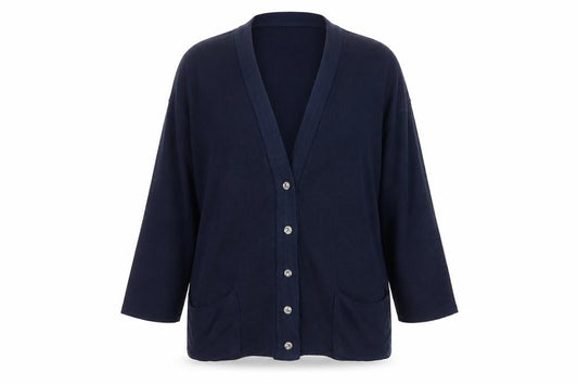 Bonmarché Womens Blue V-Neck Acrylic Cardigan Jumper Size M