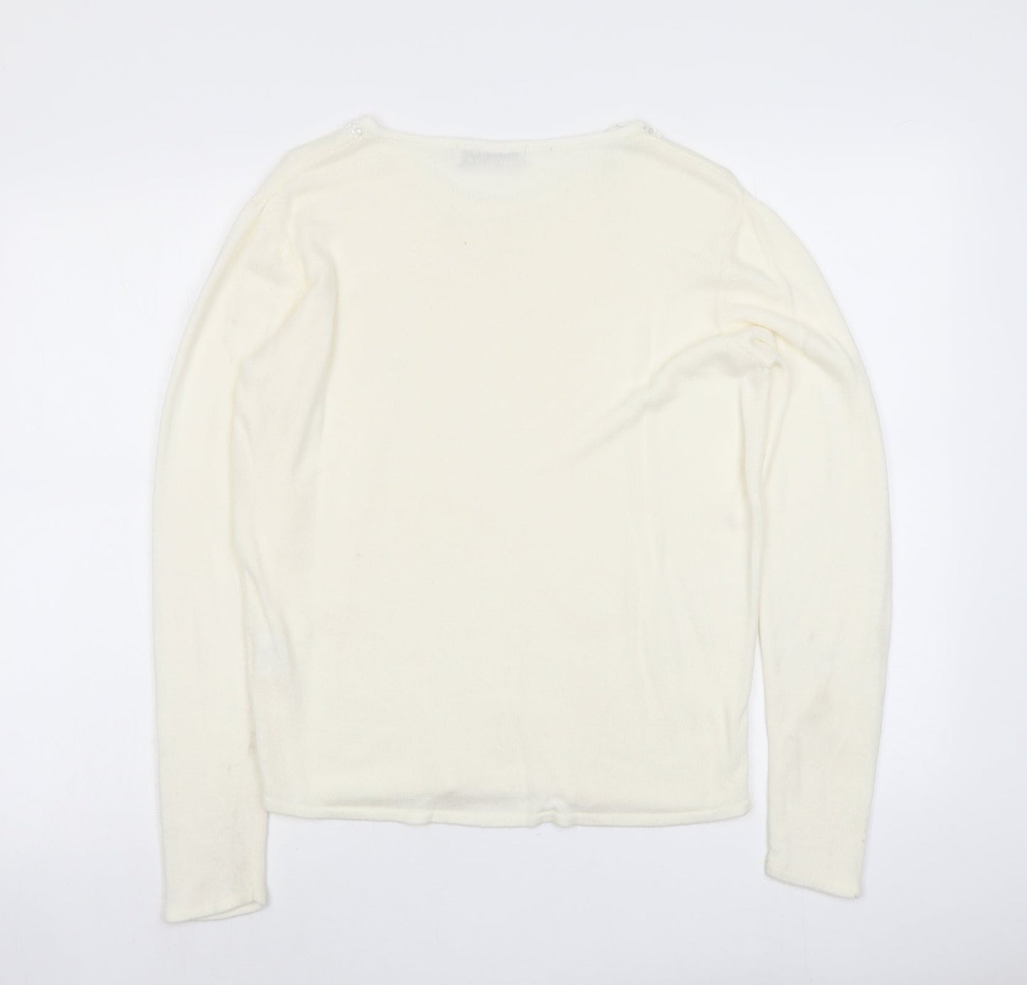 Pure&Natural Womens Ivory Round Neck Acrylic Pullover Jumper Size 14