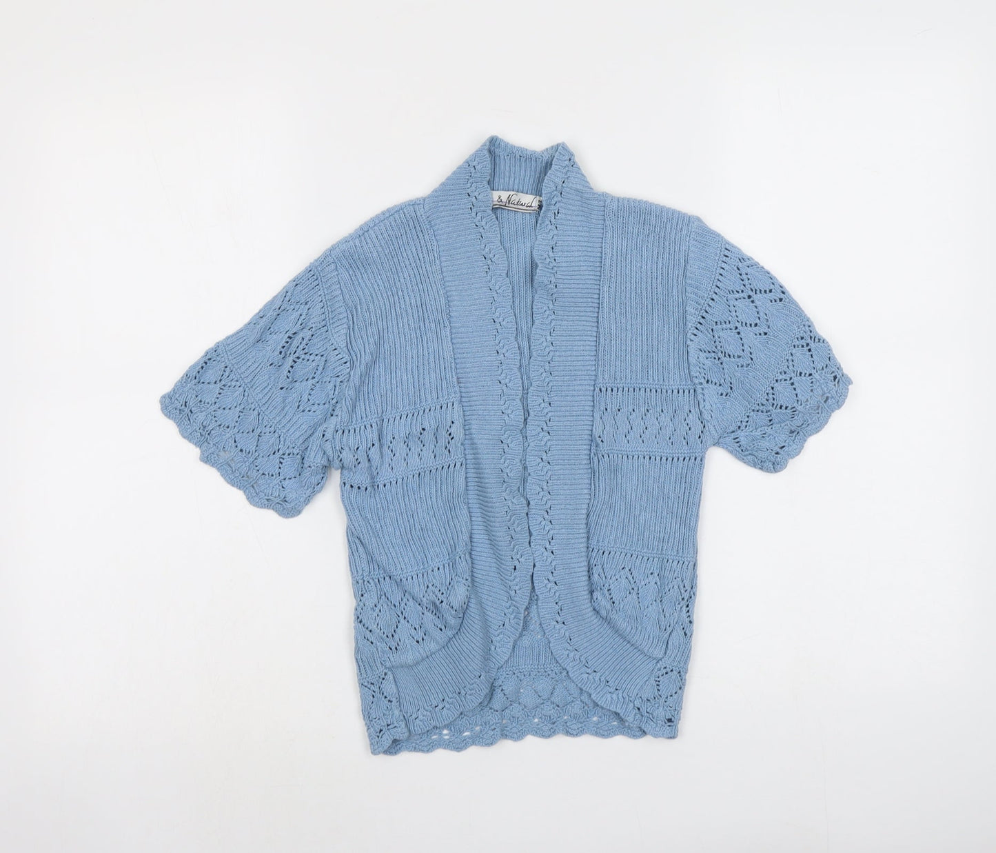 Pure&Natural Womens Blue V-Neck Cotton Cardigan Jumper Size M