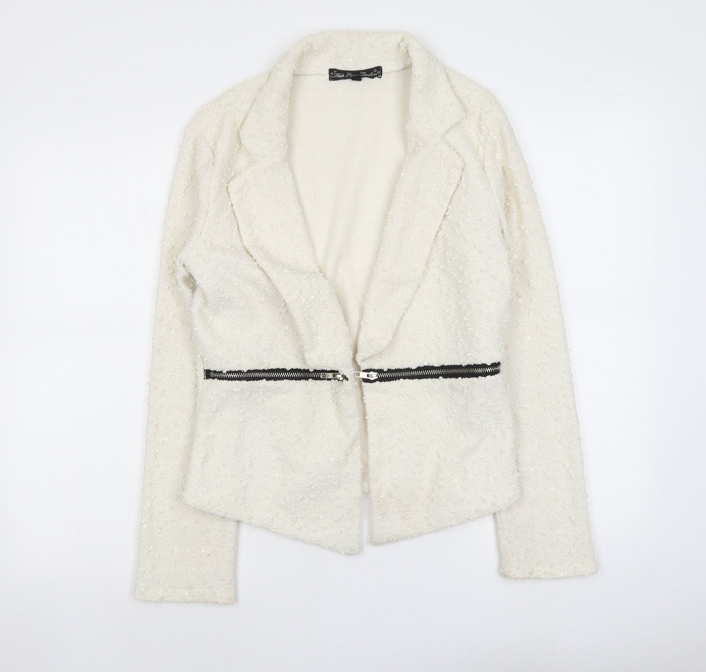 Mela London Womens Ivory Jacket Size 12 Hook & Eye