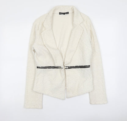 Mela London Womens Ivory Jacket Size 12 Hook & Eye