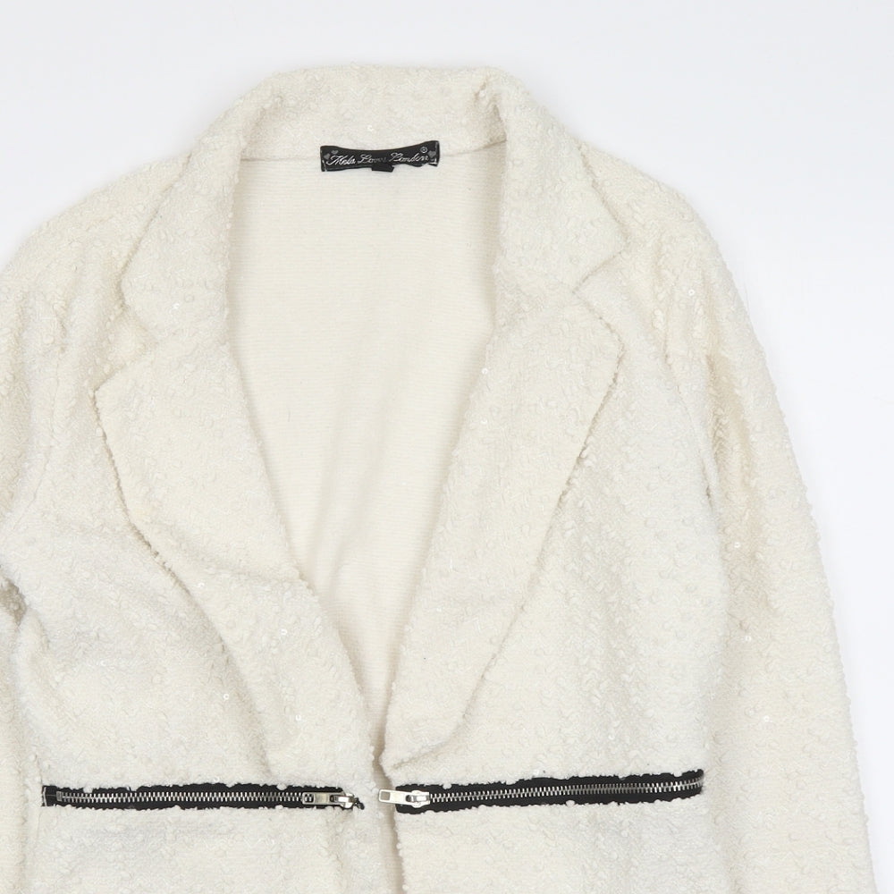 Mela London Womens Ivory Jacket Size 12 Hook & Eye