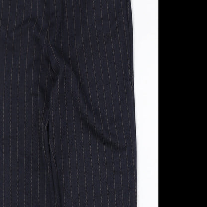 Preworn Womens Blue Striped Polyester Trousers Size 32 in Regular