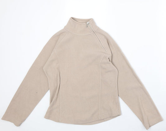 Active Womens Beige Polyester Pullover Sweatshirt Size 8 Zip