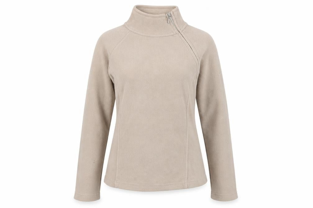 Active Womens Beige Polyester Pullover Sweatshirt Size 8 Zip