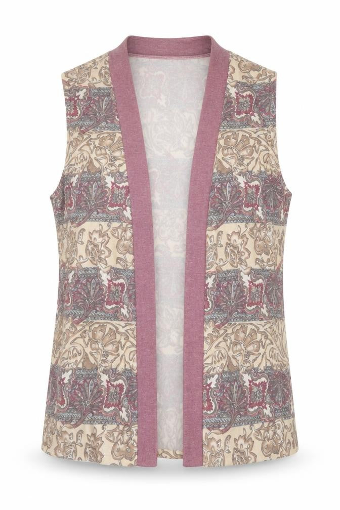 Heather Valley Womens Beige V-Neck Geometric Polyester Cardigan Jumper Size 14