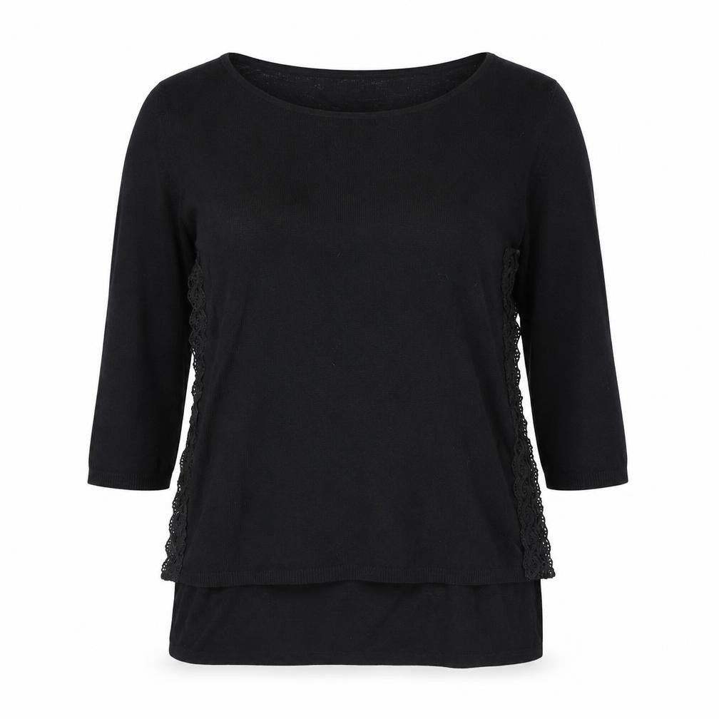 Woolworths Womens Black Round Neck Cotton Pullover Jumper Size M