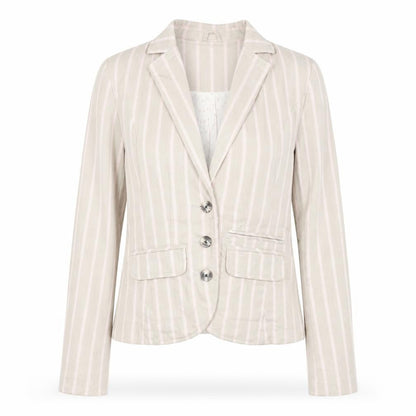 Next Womens Beige Striped Cotton Jacket Blazer Size 10