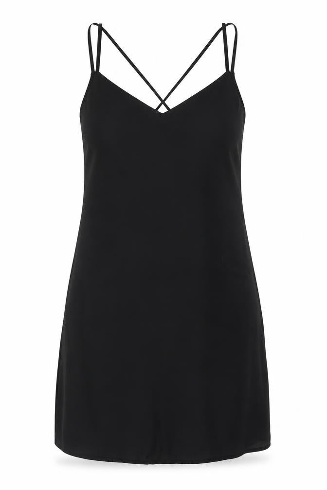 Pimkie Womens Black Polyester Slip Dress Size M V-Neck Pullover