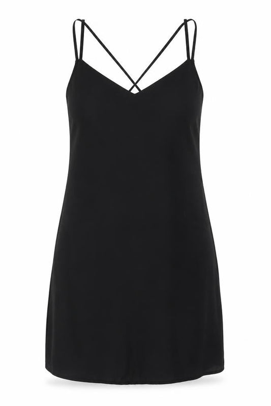 Pimkie Womens Black Polyester Slip Dress Size M V-Neck Pullover