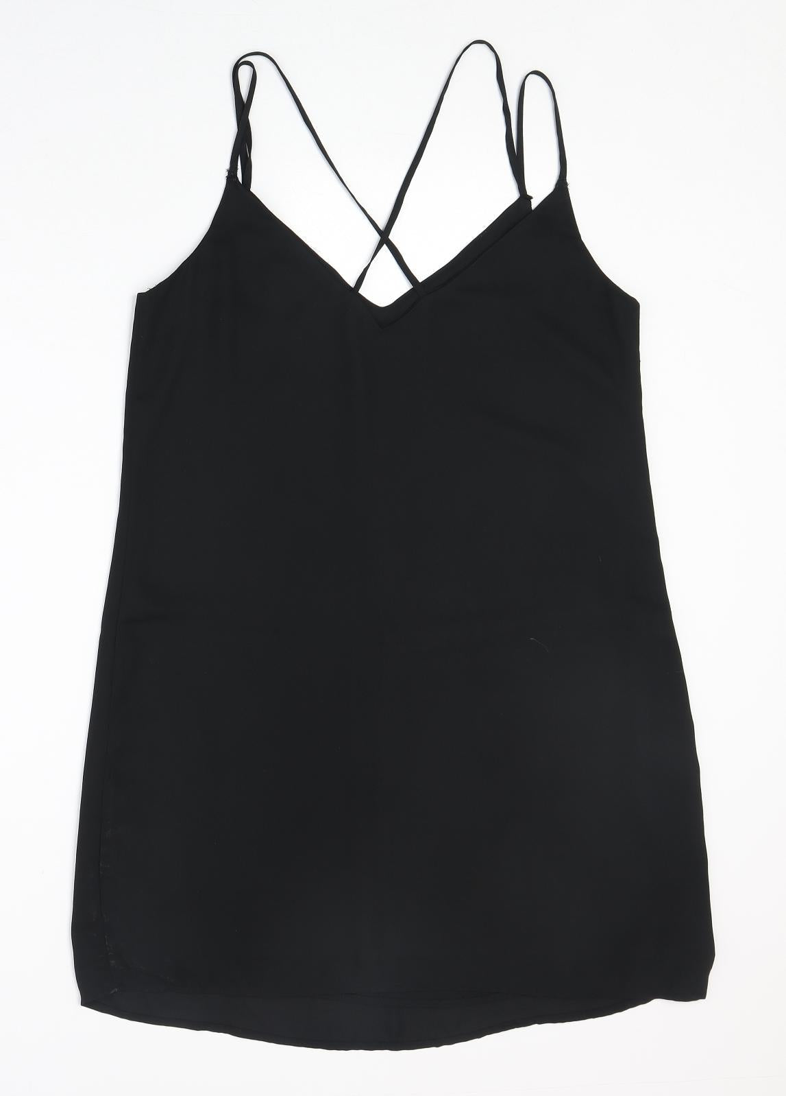 Pimkie Womens Black Polyester Slip Dress Size M V-Neck Pullover