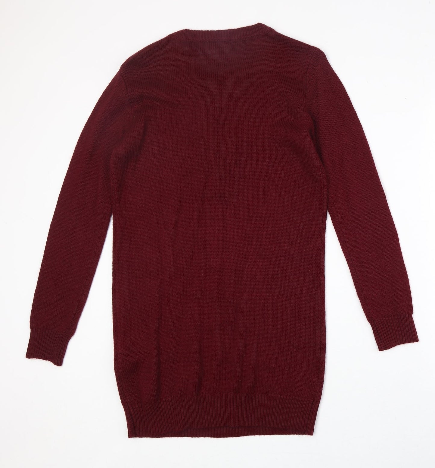 FOREVER 21 Womens Red V-Neck Acrylic Pullover Jumper Size S