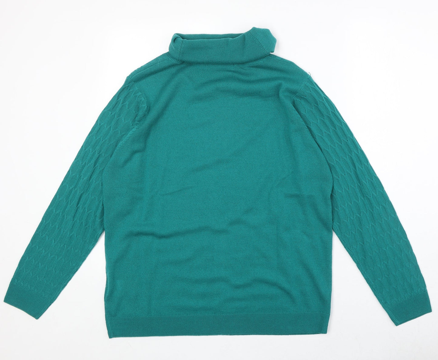EWM Womens Green Roll Neck Acrylic Pullover Jumper Size L