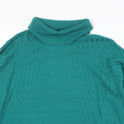 EWM Womens Green Roll Neck Acrylic Pullover Jumper Size L