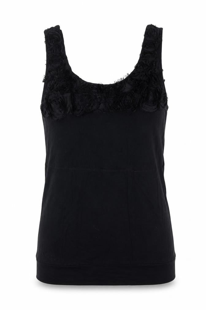 Forever Fashion Womens Black Viscose Basic Tank Size M Round Neck