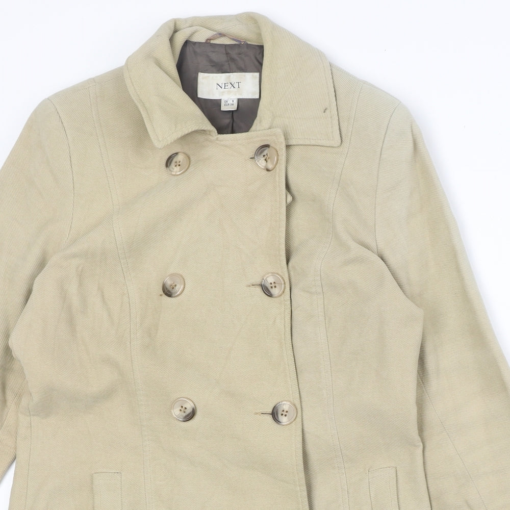 NEXT Womens Beige Pea Coat Coat Size 8 Button