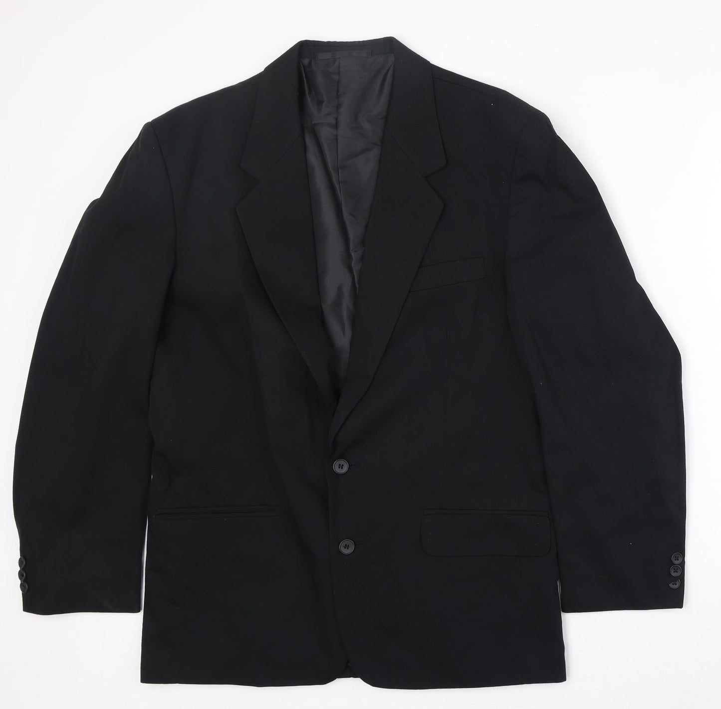 Classic Mens Black Polyester Jacket Suit Jacket Size 38 Regular