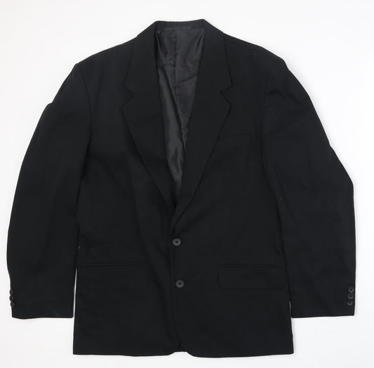 Classic Mens Black Polyester Jacket Suit Jacket Size 38 Regular