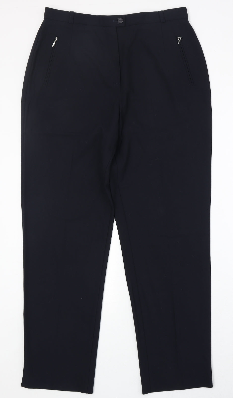 Marks and Spencer Womens Black Polyester Carrot Trousers Size 14 Regular Zip - Zipped Pockets