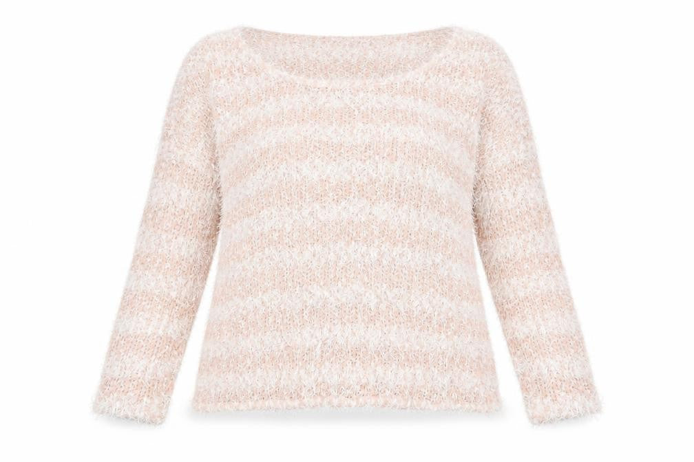 H&M Womens Pink Scoop Neck Striped Polyester Pullover Jumper Size S