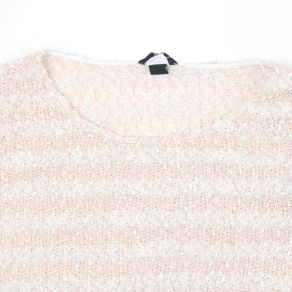 H&M Womens Pink Scoop Neck Striped Polyester Pullover Jumper Size S