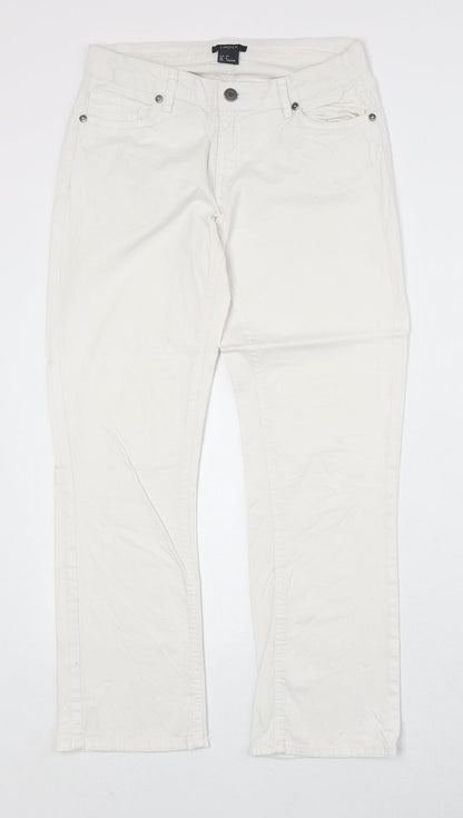 Lindex Womens White Cotton Straight Jeans Size 8 Regular Zip