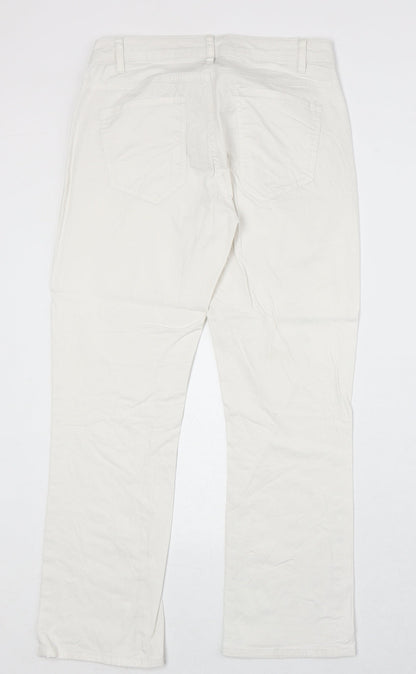 Lindex Womens White Cotton Straight Jeans Size 8 Regular Zip